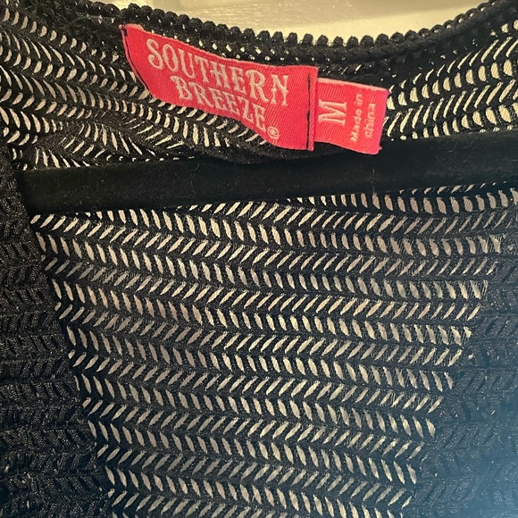 Southern Breeze Large Black Swimsuit Cover Up Tunic Quick Dry Lacey Look Deep V - Picture 5 of 7